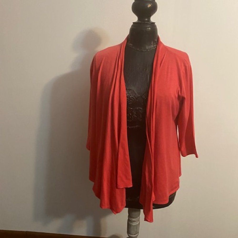 Thesis Orange wrap front open 3/4 sleeves cardigan, size 1X